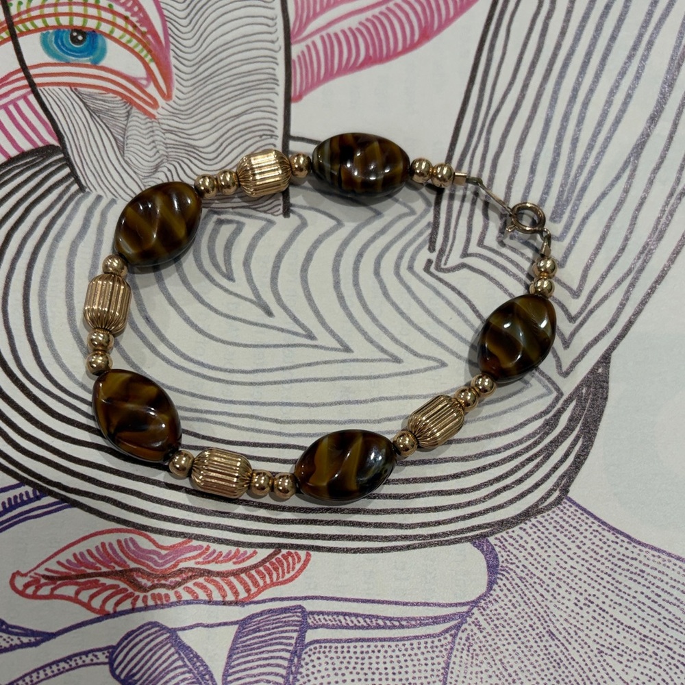 14k Gold Filled Tiger Eye vintage - Picture 2 of 5